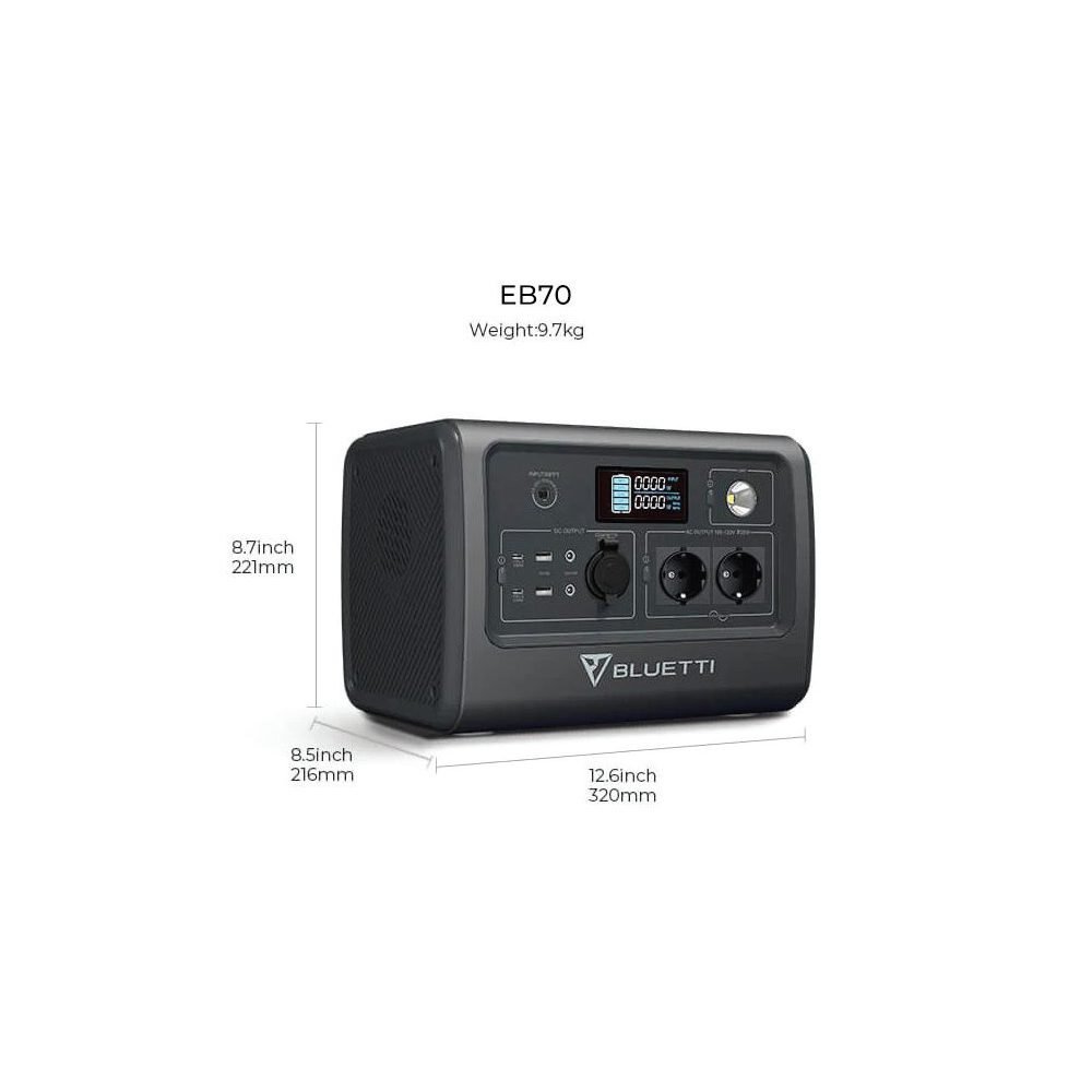 BLUETTI Power Station EB70, 1000W AC Outlet 716Wh 2 BLUETTI Power Station EB70, 1000W AC Outlet 716Wh - Image 2