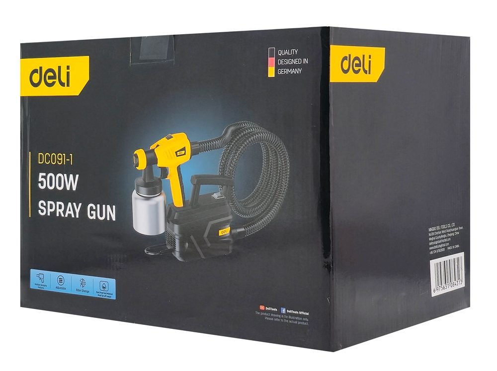 DELI ηλεκτρικό πιστόλι βαφής DC091-1 με δοχείο 800ml, 500W 4 DELI ηλεκτρικό πιστόλι βαφής DC091-1 με δοχείο 800ml, 500W - Image 4