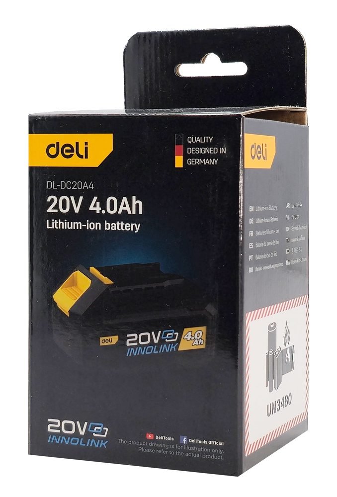 DELI μπαταρία λιθίου για εργαλεία μπαταρίας DL-DC20A4, 20V 4Ah 3 DELI μπαταρία λιθίου για εργαλεία μπαταρίας DL-DC20A4, 20V 4Ah - Image 3