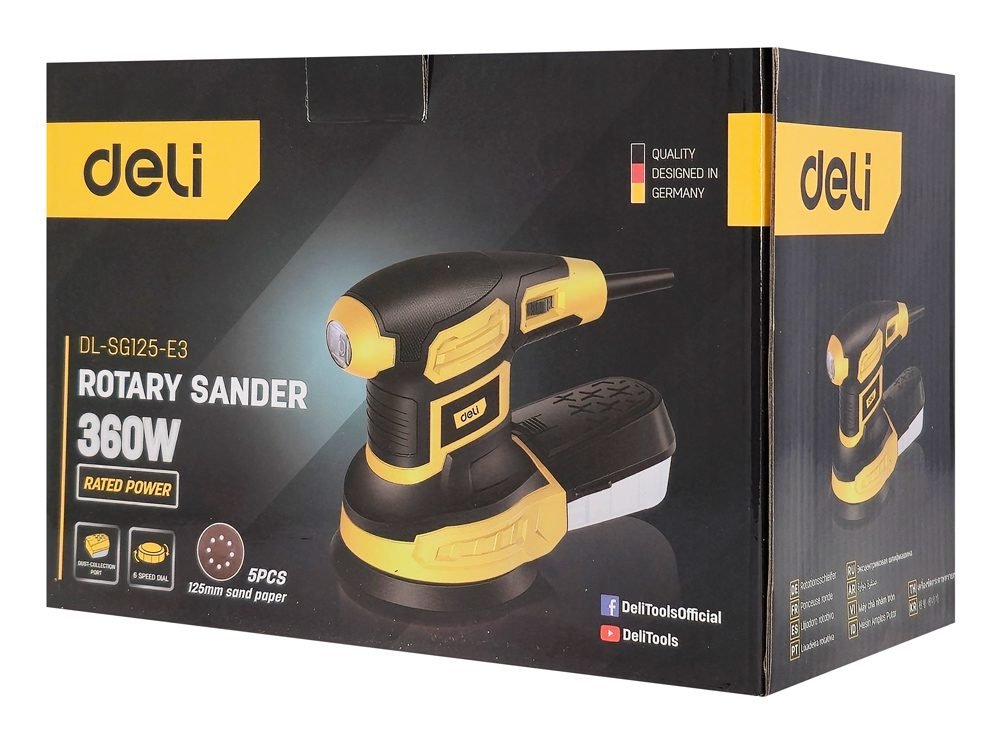 DELI έκκεντρο τριβείο DL-SG125-E3, 360W, Φ125mm, ρυθμιζόμενη ταχύτητα & συλλέκτη 3 DELI έκκεντρο τριβείο DL-SG125-E3, 360W, Φ125mm, ρυθμιζόμενη ταχύτητα & συλλέκτη - Image 3