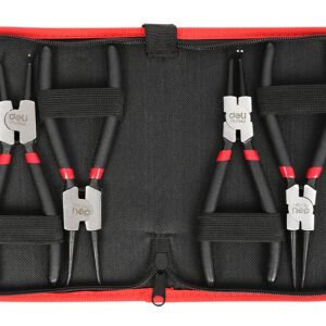 DELI DL104407 σετ ασφαλειοτσίμπιδα 175mm 4 τεμαχίων με θήκη