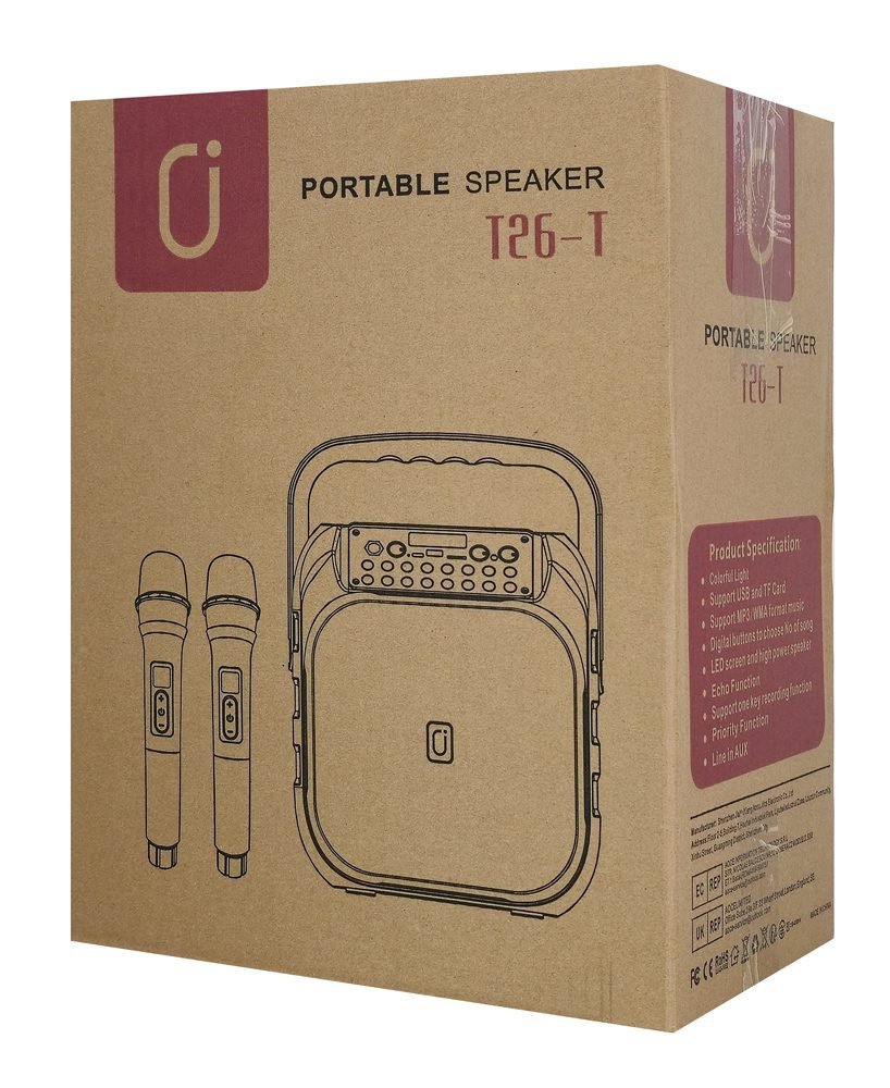 YX φορητό ηχείο T26-T με 2x μικρόφωνα, 20W, 4000mah, LED, μαύρο 4 YX φορητό ηχείο T26-T με 2x μικρόφωνα, 20W, 4000mah, LED, μαύρο - Image 4