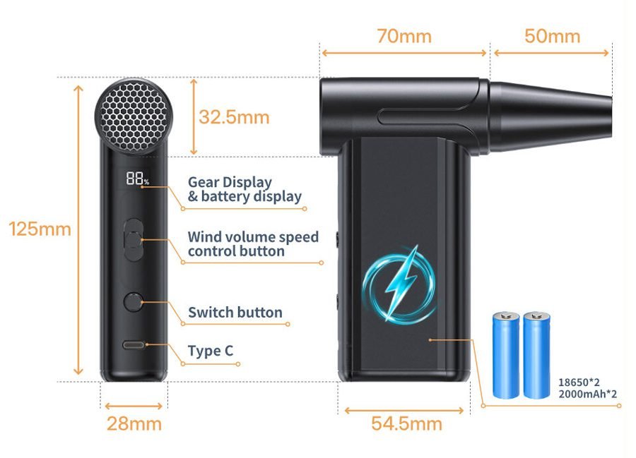 KINZIR 2 σε 1 σκουπάκι χειρός & air duster AD51, 180W, 4000mAh, μαύρο 6 KINZIR 2 σε 1 σκουπάκι χειρός & air duster AD51, 180W, 4000mAh, μαύρο - Image 6