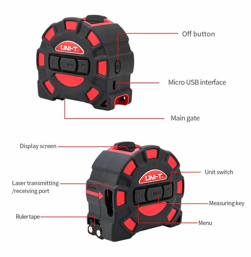UNI-T ψηφιακό μέτρο laser LM60T, έως 60m, m/ft/in, με μετροταινία 5m 4 UNI-T ψηφιακό μέτρο laser LM60T, έως 60m, m/ft/in, με μετροταινία 5m - Image 4