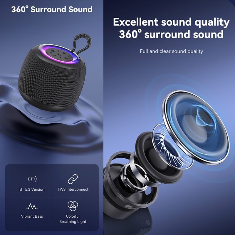 USAMS φορητό ηχείο US-YX014, 10W, Bluetooth, 1200mAh, μαύρο 2 USAMS φορητό ηχείο US-YX014, 10W, Bluetooth, 1200mAh, μαύρο - Image 2