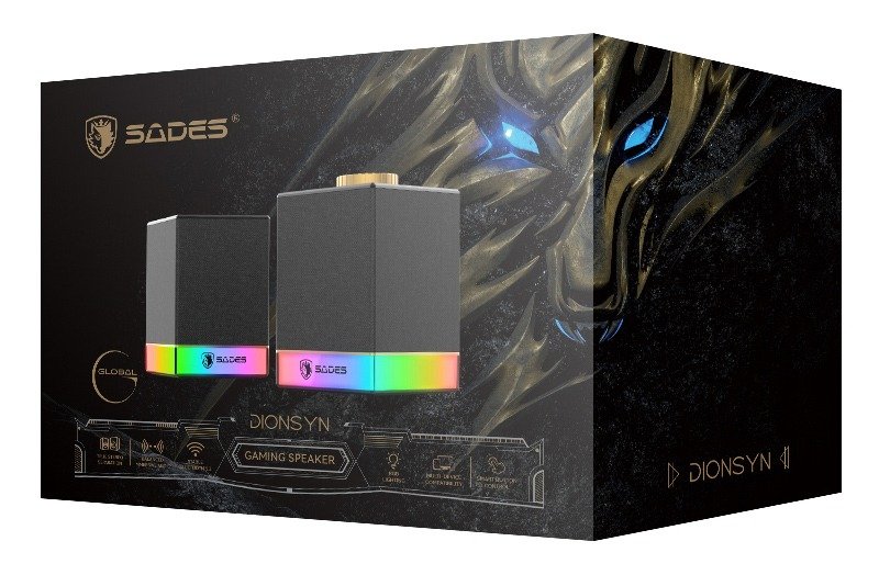 ADES gaming ηχεία Dionsyn με RGB φωτισμό, 2x 5W, Bluetooth & USB-C/USB, μαύρα 2 ADES gaming ηχεία Dionsyn με RGB φωτισμό, 2x 5W, Bluetooth & USB-C/USB, μαύρα - Image 2