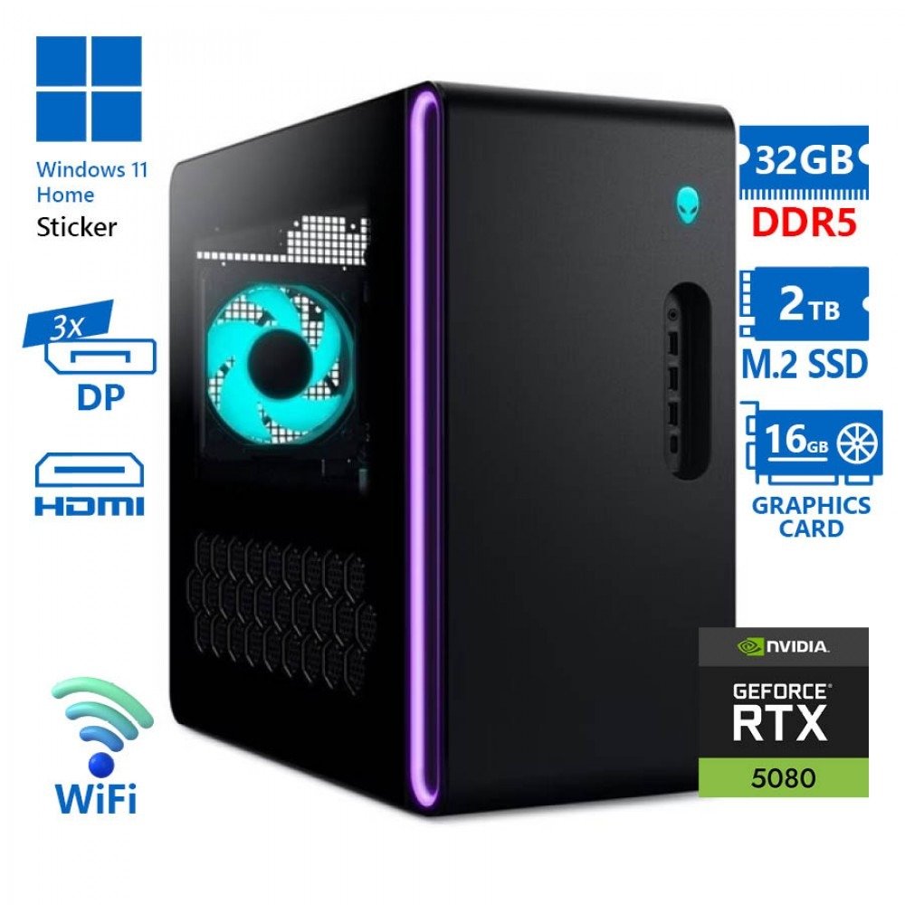 Dell Alienware Aurora ACT1250 WiFi Tower Refurbished, Intel Core Ultra 7 265KF, 32GB DDR5, 2TB M.2 SSD, NVIDIA GeForce RTX 5080 16GB, Windows 11 Pro 4 Dell Alienware Aurora ACT1250 Refurbished